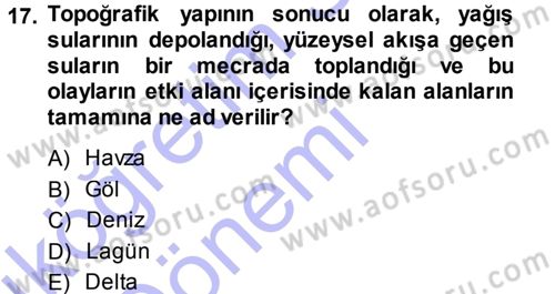 Ekoloji ve Turizm Dersi 2014 - 2015 Yılı (Vize) Ara Sınav Soruları 17. Soru