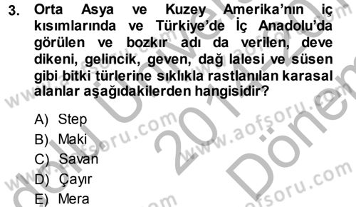 Ekoloji ve Turizm Dersi 2014 - 2015 Yılı (Final) Dönem Sonu Sınav Soruları 3. Soru