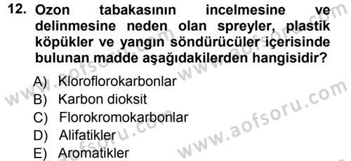 Ekoloji ve Turizm Dersi 2014 - 2015 Yılı Tek Ders Sınav Soruları 12. Soru