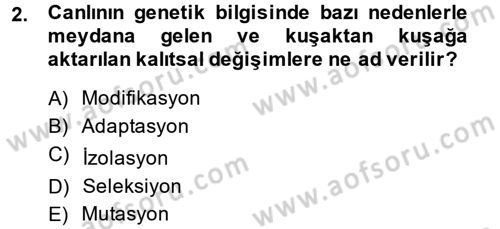 Ekoloji ve Turizm Dersi 2014 - 2015 Yılı Tek Ders Sınav Soruları 2. Soru