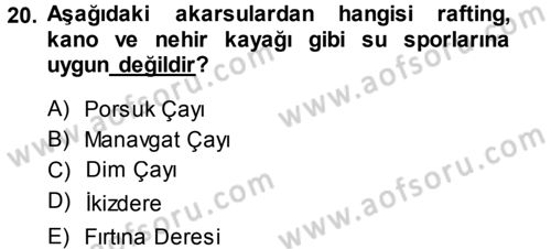 Ekoloji ve Turizm Dersi 2014 - 2015 Yılı Tek Ders Sınav Soruları 20. Soru