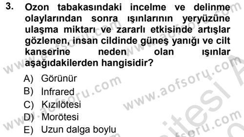 Ekoloji ve Turizm Dersi 2014 - 2015 Yılı Tek Ders Sınav Soruları 3. Soru