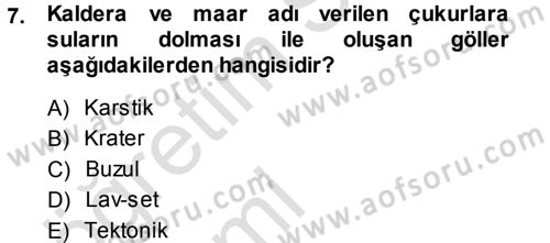 Ekoloji ve Turizm Dersi 2014 - 2015 Yılı Tek Ders Sınav Soruları 7. Soru