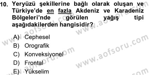 Ekoloji ve Turizm Dersi 2015 - 2016 Yılı (Vize) Ara Sınav Soruları 10. Soru