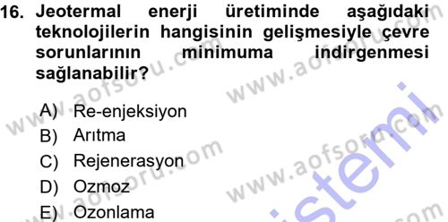 Ekoloji ve Turizm Dersi 2015 - 2016 Yılı (Vize) Ara Sınav Soruları 16. Soru
