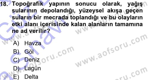 Ekoloji ve Turizm Dersi 2015 - 2016 Yılı (Vize) Ara Sınav Soruları 18. Soru