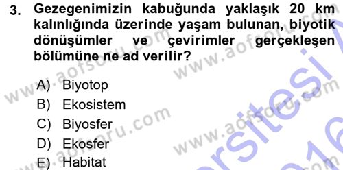 Ekoloji ve Turizm Dersi 2015 - 2016 Yılı (Vize) Ara Sınav Soruları 3. Soru