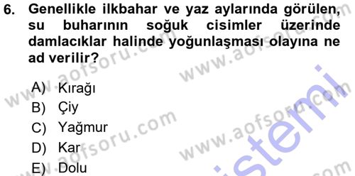 Ekoloji ve Turizm Dersi 2015 - 2016 Yılı (Vize) Ara Sınav Soruları 6. Soru