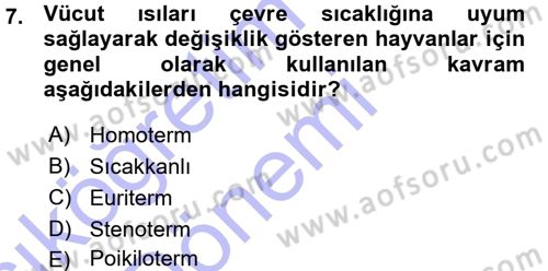 Ekoloji ve Turizm Dersi 2015 - 2016 Yılı (Vize) Ara Sınav Soruları 7. Soru