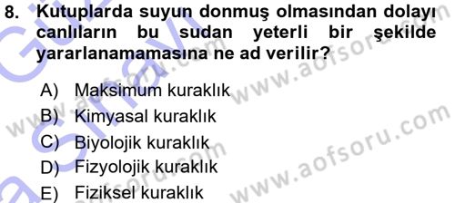 Ekoloji ve Turizm Dersi 2015 - 2016 Yılı (Vize) Ara Sınav Soruları 8. Soru