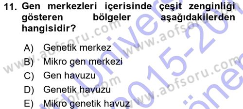 Ekoloji ve Turizm Dersi 2015 - 2016 Yılı (Final) Dönem Sonu Sınav Soruları 11. Soru