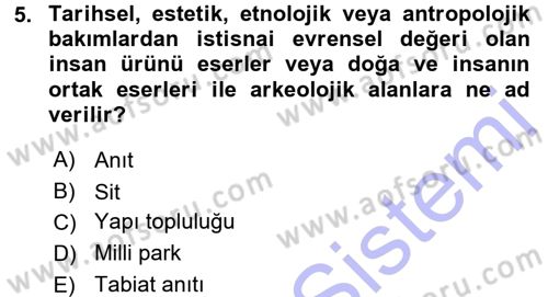 Ekoloji ve Turizm Dersi 2015 - 2016 Yılı (Final) Dönem Sonu Sınav Soruları 5. Soru