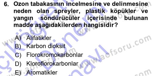 Ekoloji ve Turizm Dersi 2015 - 2016 Yılı (Final) Dönem Sonu Sınav Soruları 6. Soru