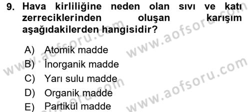 Ekoloji ve Turizm Dersi 2015 - 2016 Yılı (Final) Dönem Sonu Sınav Soruları 9. Soru