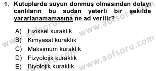 Ekoloji ve Turizm Dersi 2015 - 2016 Yılı Tek Ders Sınav Soruları 1. Soru