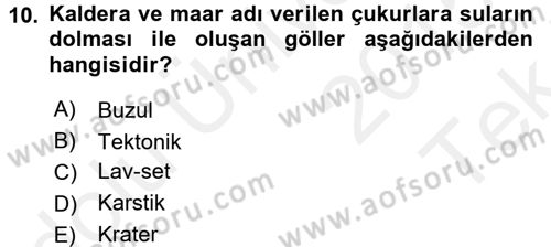 Ekoloji ve Turizm Dersi 2015 - 2016 Yılı Tek Ders Sınav Soruları 10. Soru
