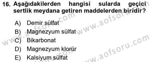 Ekoloji ve Turizm Dersi 2015 - 2016 Yılı Tek Ders Sınav Soruları 16. Soru