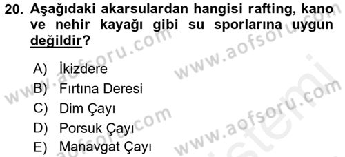 Ekoloji ve Turizm Dersi 2015 - 2016 Yılı Tek Ders Sınav Soruları 20. Soru