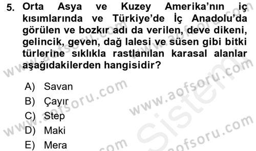 Ekoloji ve Turizm Dersi 2015 - 2016 Yılı Tek Ders Sınav Soruları 5. Soru