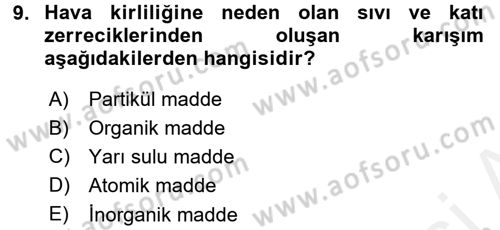 Ekoloji ve Turizm Dersi 2015 - 2016 Yılı Tek Ders Sınav Soruları 9. Soru
