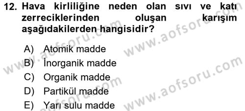 Ekoloji ve Turizm Dersi 2016 - 2017 Yılı 3 Ders Sınav Soruları 12. Soru