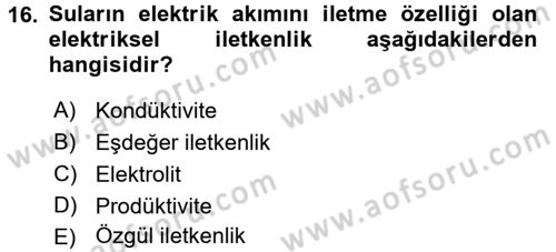 Ekoloji ve Turizm Dersi 2016 - 2017 Yılı 3 Ders Sınav Soruları 16. Soru
