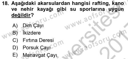 Ekoloji ve Turizm Dersi 2016 - 2017 Yılı 3 Ders Sınav Soruları 18. Soru