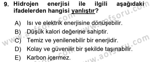 Ekoloji ve Turizm Dersi 2016 - 2017 Yılı 3 Ders Sınav Soruları 9. Soru