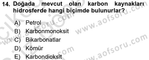 Ekoloji ve Turizm Dersi 2016 - 2017 Yılı (Vize) Ara Sınav Soruları 14. Soru