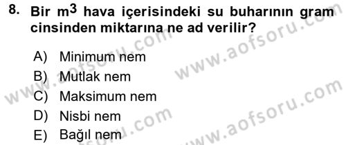 Ekoloji ve Turizm Dersi 2016 - 2017 Yılı (Vize) Ara Sınav Soruları 8. Soru