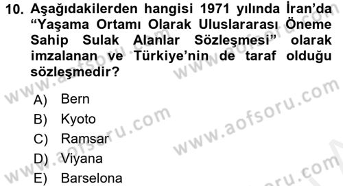 Ekoloji ve Turizm Dersi 2016 - 2017 Yılı (Final) Dönem Sonu Sınav Soruları 10. Soru