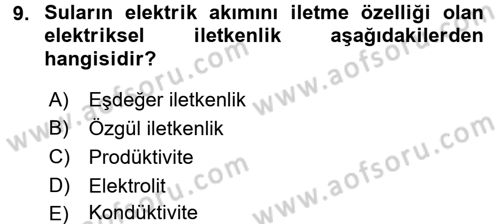 Ekoloji ve Turizm Dersi 2016 - 2017 Yılı (Final) Dönem Sonu Sınav Soruları 9. Soru