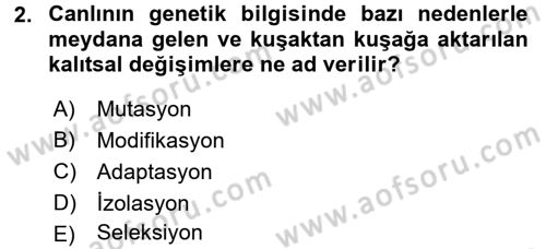 Ekoloji ve Turizm Dersi 2017 - 2018 Yılı 3 Ders Sınav Soruları 2. Soru