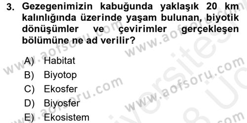 Ekoloji ve Turizm Dersi 2017 - 2018 Yılı 3 Ders Sınav Soruları 3. Soru
