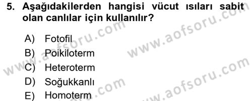 Ekoloji ve Turizm Dersi 2017 - 2018 Yılı 3 Ders Sınav Soruları 5. Soru