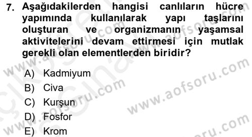 Ekoloji ve Turizm Dersi 2017 - 2018 Yılı 3 Ders Sınav Soruları 7. Soru