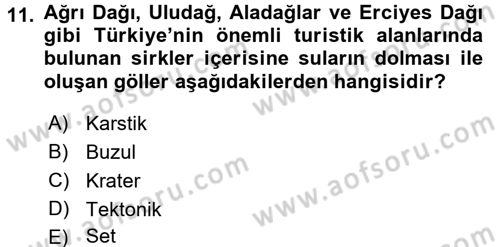 Ekoloji ve Turizm Dersi 2017 - 2018 Yılı (Vize) Ara Sınav Soruları 11. Soru