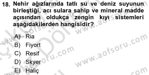 Ekoloji ve Turizm Dersi 2017 - 2018 Yılı (Vize) Ara Sınav Soruları 18. Soru