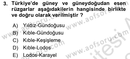 Ekoloji ve Turizm Dersi 2017 - 2018 Yılı (Vize) Ara Sınav Soruları 3. Soru