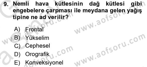 Ekoloji ve Turizm Dersi 2017 - 2018 Yılı (Vize) Ara Sınav Soruları 9. Soru