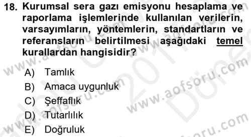 Ekoloji ve Turizm Dersi 2017 - 2018 Yılı (Final) Dönem Sonu Sınav Soruları 18. Soru