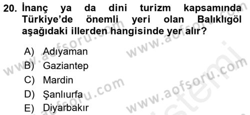 Ekoloji ve Turizm Dersi 2017 - 2018 Yılı (Final) Dönem Sonu Sınav Soruları 20. Soru