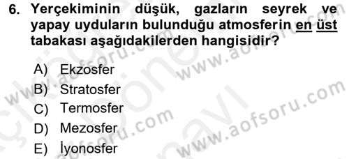 Ekoloji ve Turizm Dersi 2017 - 2018 Yılı (Final) Dönem Sonu Sınav Soruları 6. Soru
