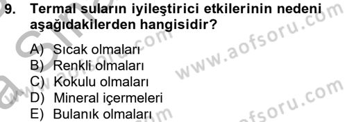 Termal ve Spa Hizmetleri Dersi 2012 - 2013 Yılı (Vize) Ara Sınavı 9. Soru