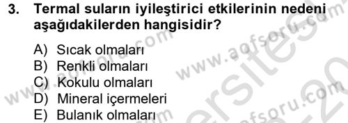 Termal ve Spa Hizmetleri Dersi 2013 - 2014 Yılı Tek Ders Sınavı 3. Soru