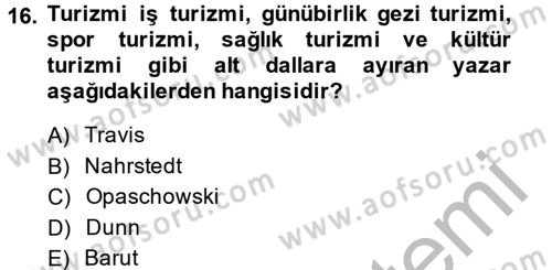 Termal ve Spa Hizmetleri Dersi 2014 - 2015 Yılı (Vize) Ara Sınavı 16. Soru