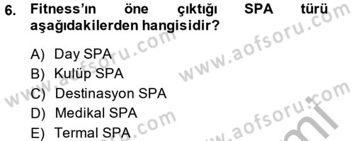 Termal ve Spa Hizmetleri Dersi 2014 - 2015 Yılı (Vize) Ara Sınavı 6. Soru