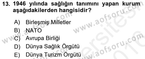 Termal ve Spa Hizmetleri Dersi 2015 - 2016 Yılı (Vize) Ara Sınavı 13. Soru