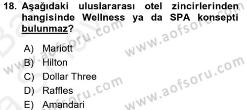 Termal ve Spa Hizmetleri Dersi 2015 - 2016 Yılı (Vize) Ara Sınavı 18. Soru