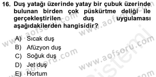 Termal ve Spa Hizmetleri Dersi 2015 - 2016 Yılı Tek Ders Sınavı 16. Soru